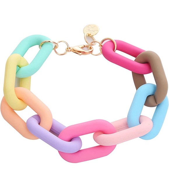 Chunky Link Bracelets Blue,pink,brown,Minimalist Rainbow,yellow,orange - Picture 8 of 9